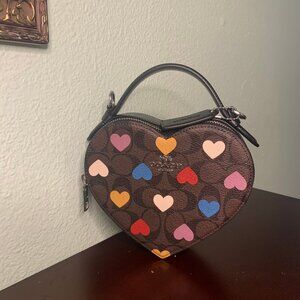Small COACH HEART CROSSBODY BAG in Signature Canvas with Heart Print